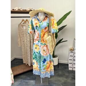 NEW TFY COLLECTION tropical summer maxi dress in multicolor